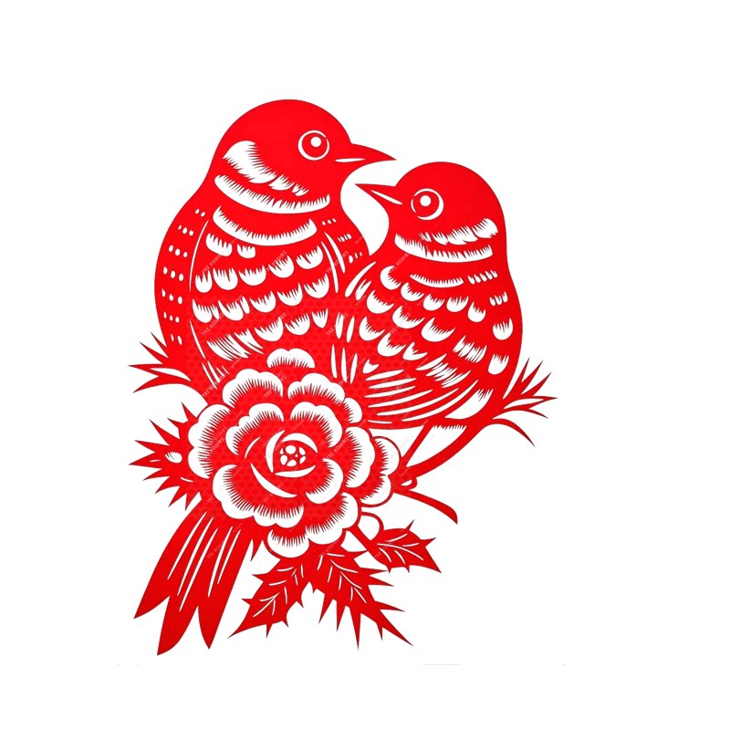 喜鹊登枝红色剪纸图案贴纸自粘喜鹊透明贴纸客厅床头门窗喜庆贴纸
