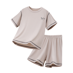 「云触感不闷汗」夏季莫代尔薄款儿童短袖套装男童睡衣男孩运动