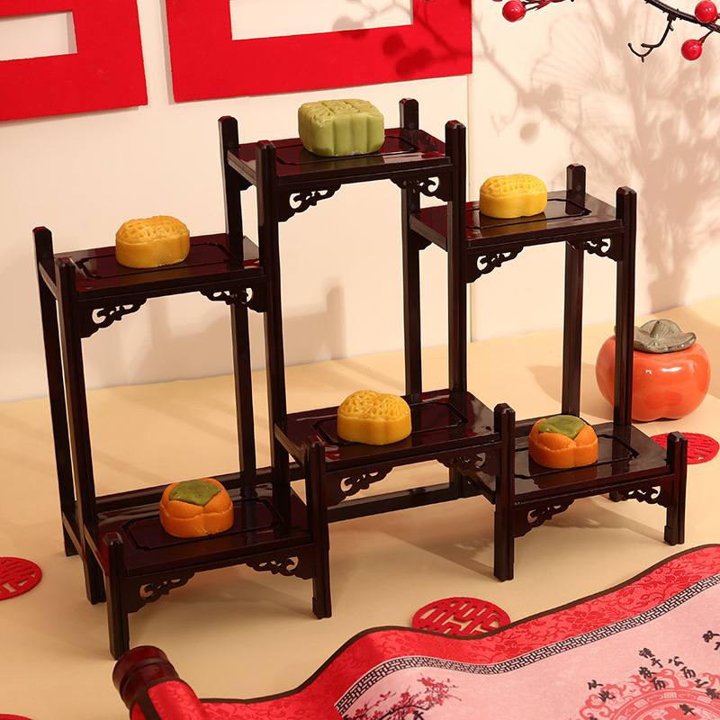 22中式甜品台摆件展示架订婚装饰婚庆婚礼摆茶歇托盘蛋糕台博古架