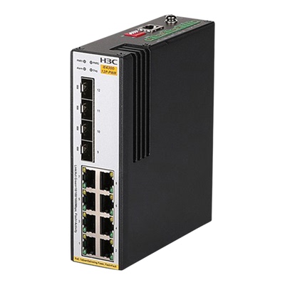 华三（H3C）IE4300-12P-PWR-DC工业级以太网POE交换机 DIN导轨式壁挂安装工业网络交换器分线器8口千兆电4光