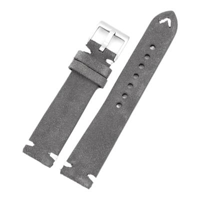 绒皮缝线表带真皮快拆生耳通用