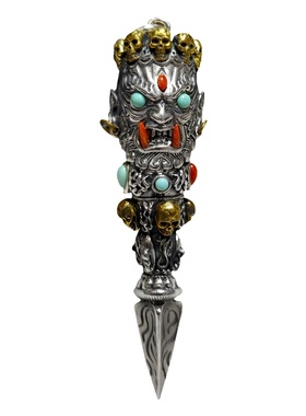 大黑天金刚杵纯银吊坠藏式配饰