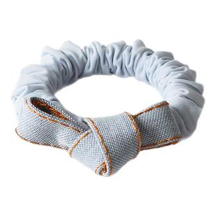 川野法式浅蓝色牛仔蝴蝶结头绳新款时尚精致扎马尾的发绳头饰发饰