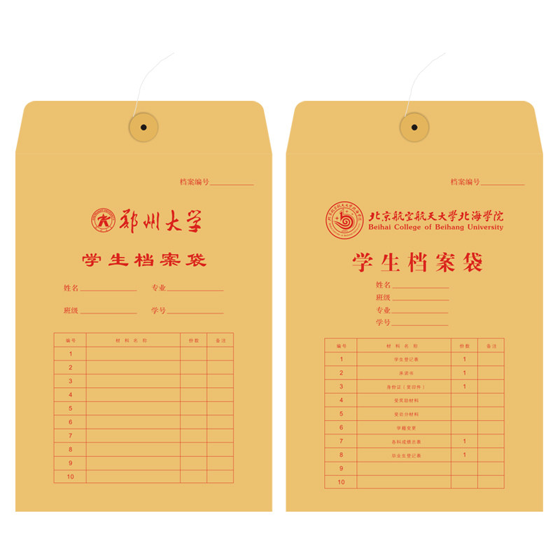 学生成长记录档案袋学籍文件袋