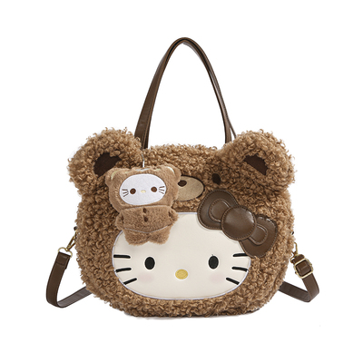 可爱kt猫毛绒包女百搭单肩斜挎包