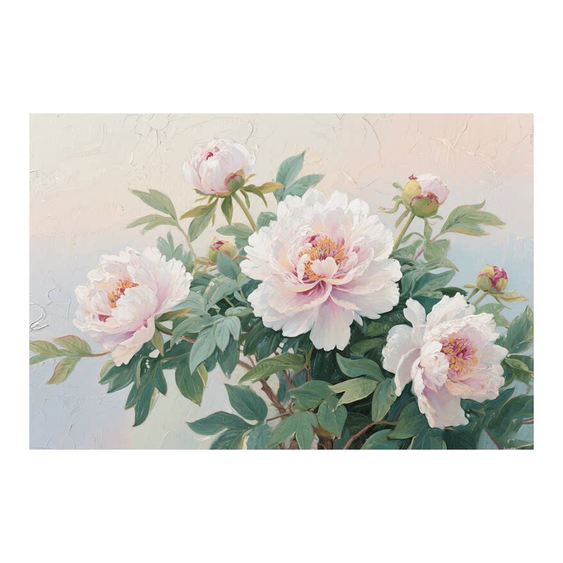 白鹿艺术纯手绘油画花开富贵牡丹