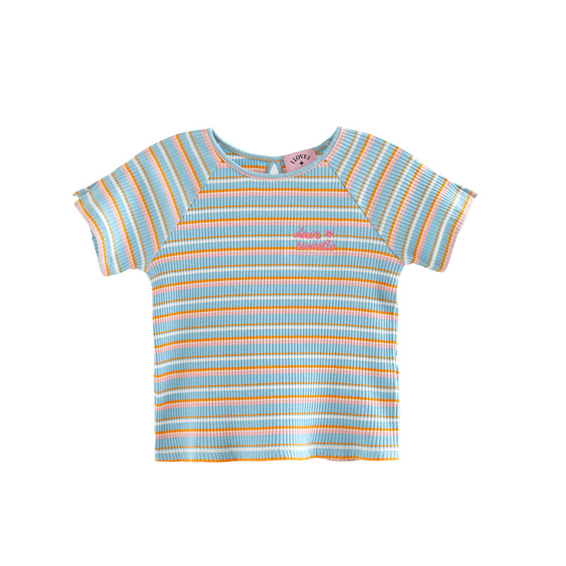 ILOVEJ女童修身糖果条纹T恤短袖