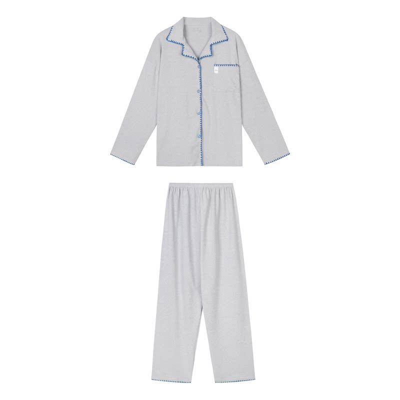 JoyceBra  韩版简约撞色德绒睡衣女款秋冬长袖翻领宽松家居服套装