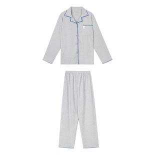 JoyceBra  韩版简约撞色德绒睡衣女秋冬季长袖翻领宽松家居服套装