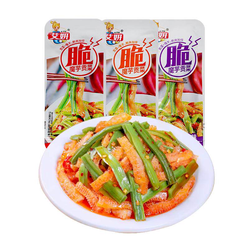 艾妍魔芋贡菜大包麻酱味香辣开袋即食爽口下饭菜解馋休闲零食小吃
