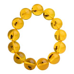 天然保真5A净水虫珀手串原石蜜蜡琥珀手链蓝珀金珀文玩本命年礼物