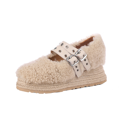 XIANGBOLIAN厚底毛毛单鞋芭蕾鞋