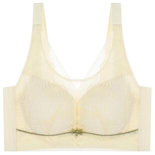 内衣大胸显小CD杯收副乳防下垂透气洞洞杯无钢圈抹胸式薄款文胸