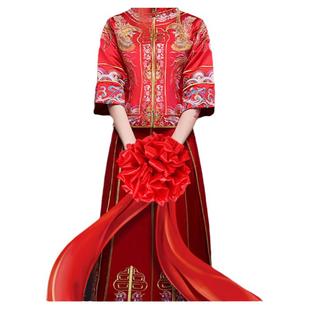 结婚大红花球婚礼牵红绸陪嫁中式汉婚仪式新郎官胸前表彰红绣球F