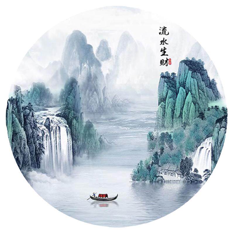流水生财山水满绣十字绣2023新款线绣自己简单手工制作印花小件