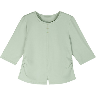 正肩七分袖t恤女上衣夏季新款