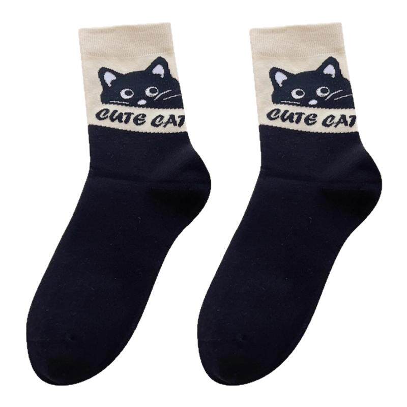 卡通可爱猫袜子春秋日系学生白色