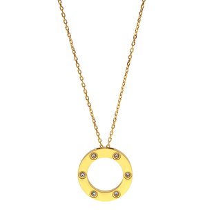 轻奢个性圆形锆石大饼项链小众感高级不掉色锁骨链2023新款不掉色