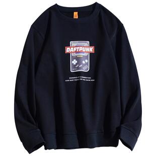 欧美街头潮流印花长袖上衣男oversize嘻哈原宿港风宽松情侣卫衣