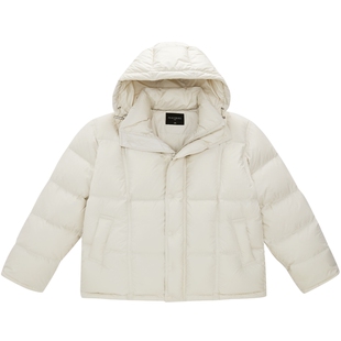 太平鸟男装 连帽羽绒服男短款外套冬季宽松美式黑金防寒面包服潮