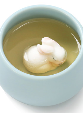 陶云尚可爱小兔子汝窑茶杯主人杯