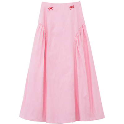 少女感粉色蝴蝶结设计感半裙