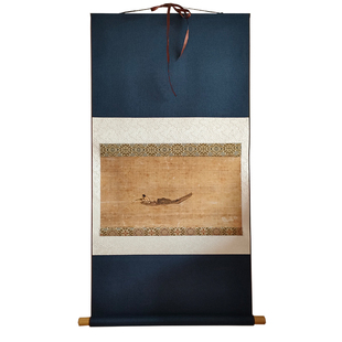 桔子格调 寒江独钓图 马远禅意茶室客厅仿古宣和裱挂画卷轴装饰画