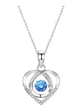 纯银跳动的心项链女轻奢小众礼物