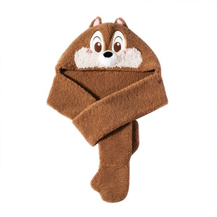 MINISO名创优品迪士尼草莓熊小熊维尼奇奇蒂蒂围巾帽子手套三件套