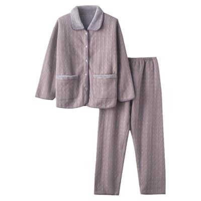 情侣法兰绒提花千鸟格秋冬家居服