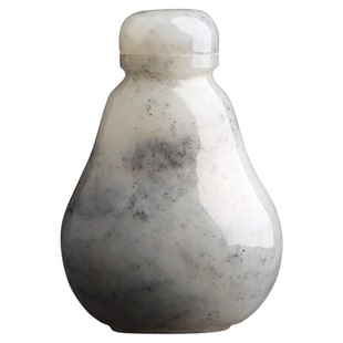 梵峙和田玉鼻烟壶摆件新疆籽料青花玉点墨送证书