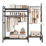 挂衣架落地卧室家用可移动双杆简易置物衣帽架收纳架立式晾衣架子