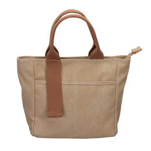 M/爱牧格夏季帆布包日韩小布包手提包清新百搭手拎包饭盒袋便当包