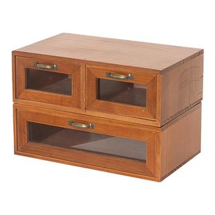 桌面收纳盒电脑增高架宿舍手账胶带便签实木多格整理柜抽屉式防尘