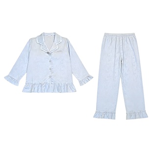 甜美少女真丝睡衣女春夏季轻奢荷叶边高级感长袖长裤可外穿家居服
