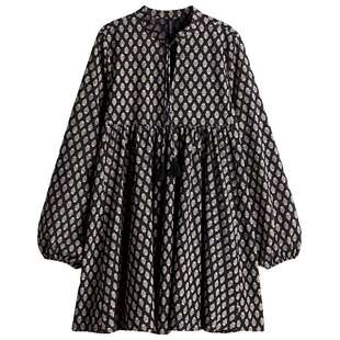 HM女装连衣裙春季法式宽松波嬉风设计感碎花连衣裙1272451