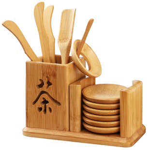 YHJ 竹制茶道六君子整套装功夫茶具重竹镂空茶洗茶夹茶勺茶茶零配