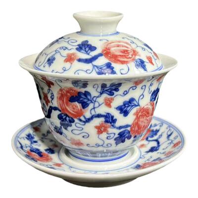 160ml青花瓷盖碗中式高档茶碗