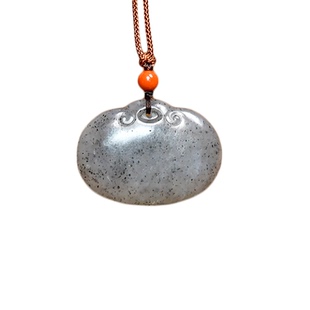 紫润轩新疆和田玉籽料玉锁吊坠青花如意锁长命锁宝宝锁亚光男女款