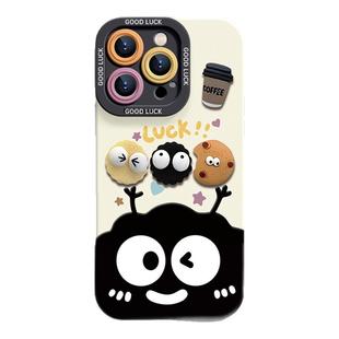 适用苹果16pro手机壳iphone13promax新款14带挂绳15卡通黑煤球12小众高级11硅胶7plus软13全包防摔16promax女