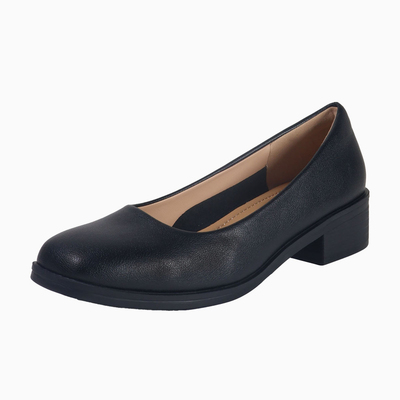 芊萱百丽新方头粗跟浅口单鞋女