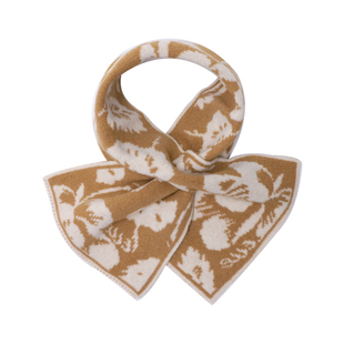 ELLE100%绵羊毛针织提花围巾秋冬季新款女士时尚潮流百搭保暖围脖