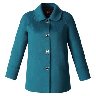 双面呢短款外套女妈妈装春秋二八月加肥加大年轻中老年羊毛呢外套