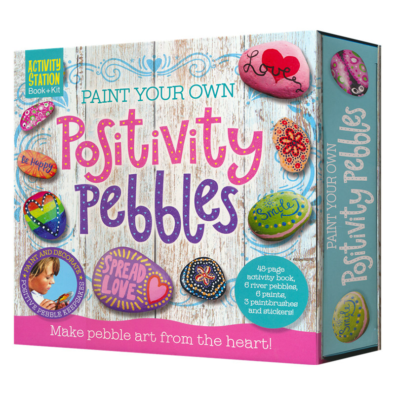 Activity Station Book Kit Paint your own positivity pebbles DIY创意石头彩绘 艺术活动手工套盒 英文原版进口儿童图书