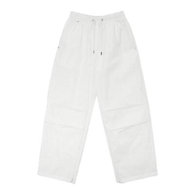 男女同款新款黑色褶皱长裤休闲裤