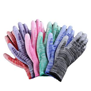 手套劳保耐磨工作pu涂掌防静电尼龙浸胶男女涂指胶皮薄款劳动针织