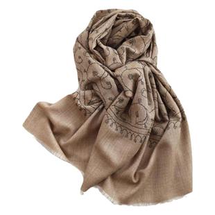 AiurtRuutti 稀世gu品 克什米尔奢华纯羊绒围巾披肩手工刺绣礼物