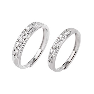 招财进宝貔貅纯银戒指男士心经复古本命年六字箴言可调情侣对戒子