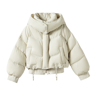 CLOUDSPACE【初雪羽绒服】90白鸭绒牛仔拼接短款外套冬上衣女