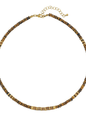 JoJo天然虎眼石串珠玫瑰吊坠项链